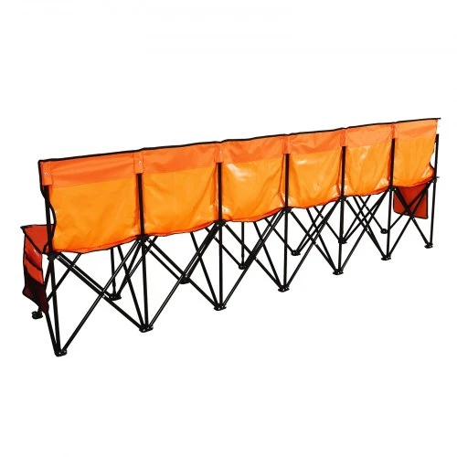 VEVOR Sulankstomas sporto suolas, 6 vietų, su atlošu ir šoninėmis kišenėmis, oranžinis, 240 x 45 x 82 cm