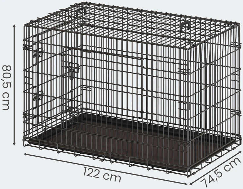 Koduva Sulankstomas šuns narvas su 2 durimis, XXL, 122 x 74,5 x 80,5 cm, juodas