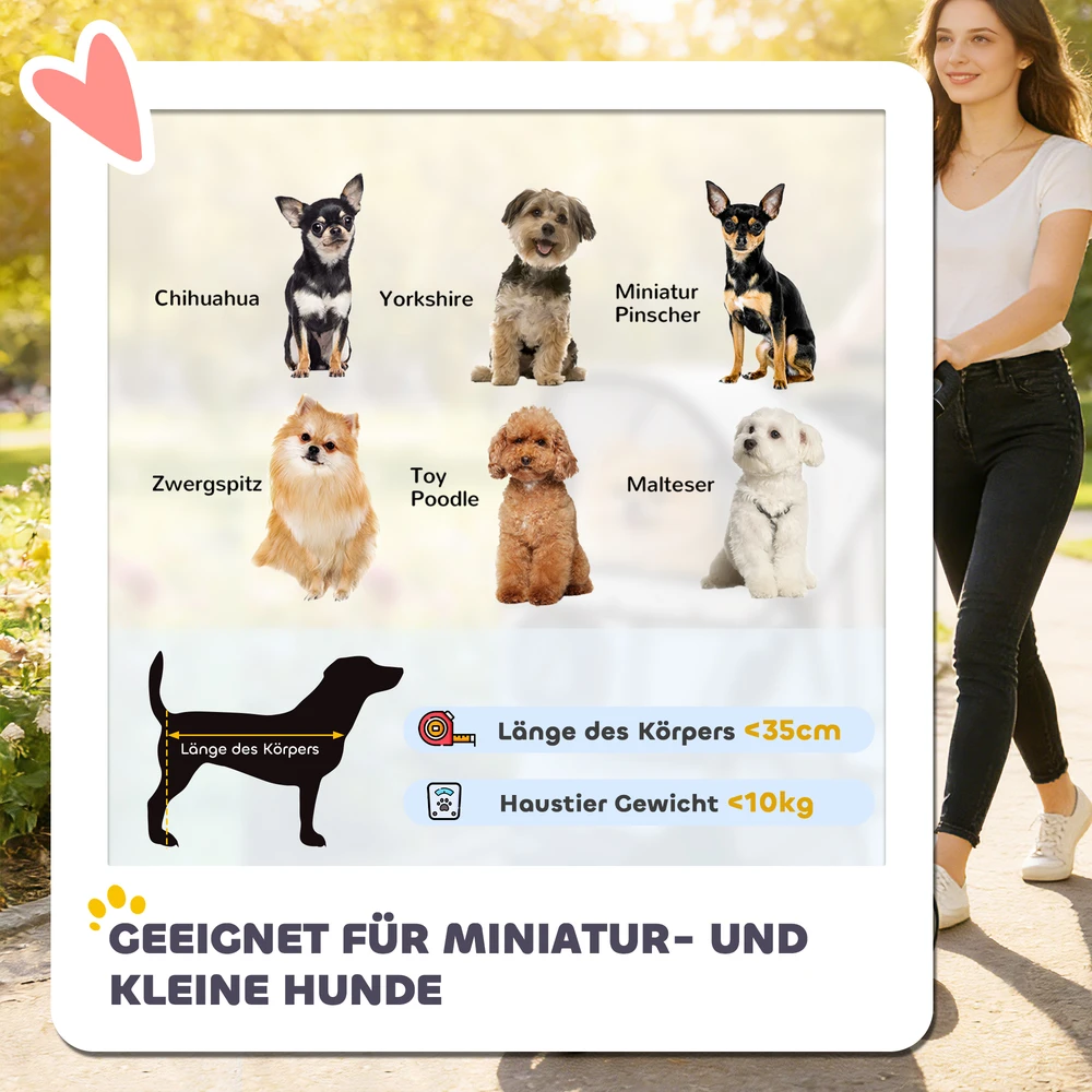 Aosom Sulankstomas šunų vežimėlis su laikymo krepšiu, pagalvėle, tinklelio langais ir puodelių laikikliu, pilkas, iki 10 kg