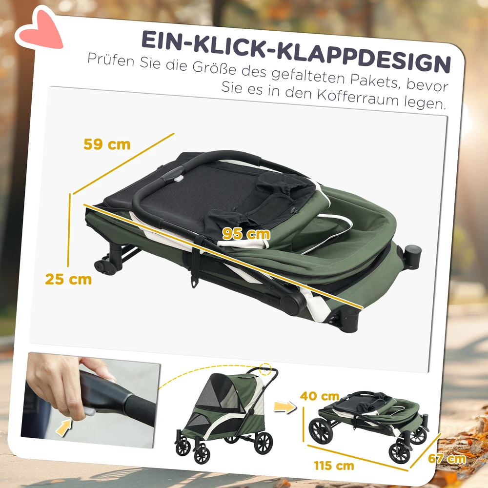 Koduva Sulankstomas šunų vežimėlis, tamsiai žalias, iki 25 kg