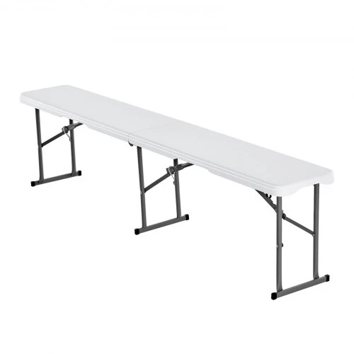 VEVOR Sulankstomas suolas, HDPE, baltas, 182 x 28 x 43 cm, 2 vnt.