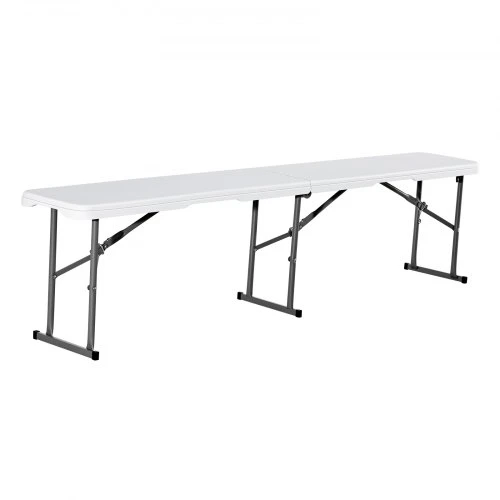 VEVOR Sulankstomas suolas, HDPE plastikas, baltas, 182 x 28 x 43 cm