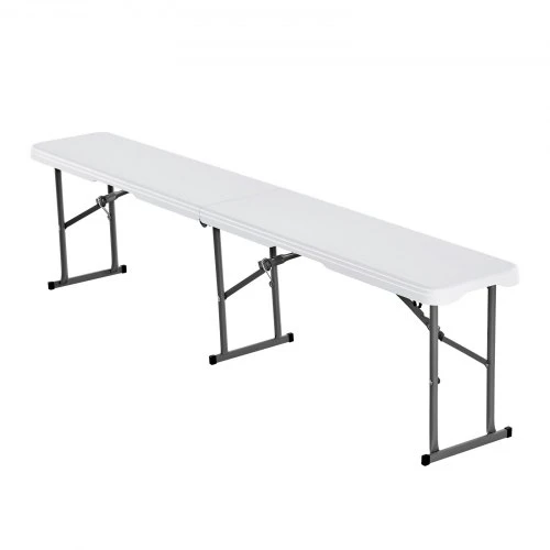 VEVOR Sulankstomas suolas, HDPE plastikas, baltas, 182 x 28 x 43 cm