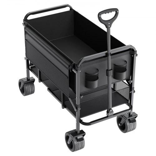 Koduva Sulankstomas transportavimo vežimėlis VEVOR W26, juodas, 400 l, iki 204 kg, 112 x 56 x 80 cm