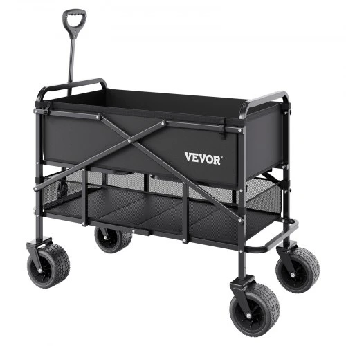 Koduva Sulankstomas transportavimo vežimėlis VEVOR W26, juodas, 400 l, iki 204 kg, 112 x 56 x 80 cm