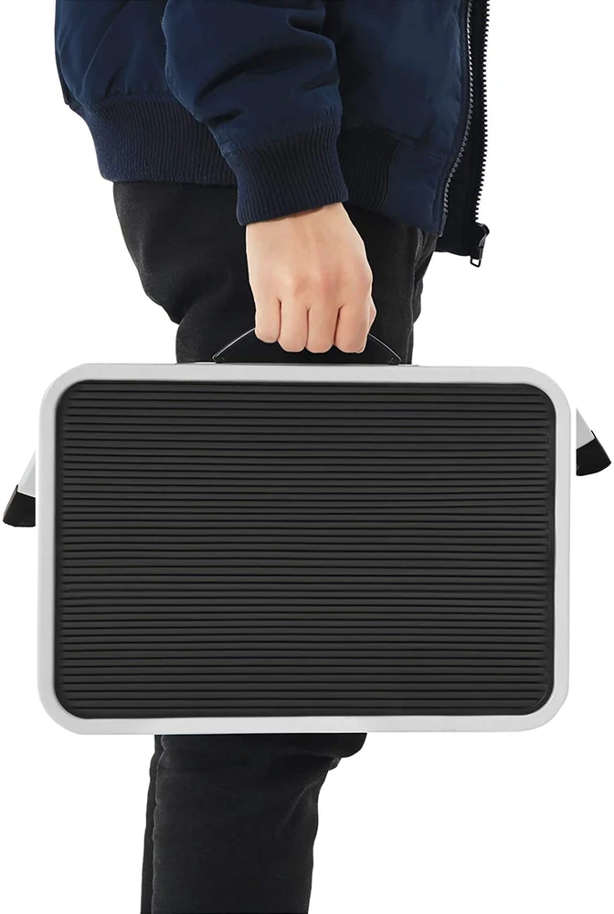 Songmics Sulankstomas vienpakopis laiptelis iš plieno, baltas, 37,5 x 26,5 x 17,5 cm, iki 150 kg