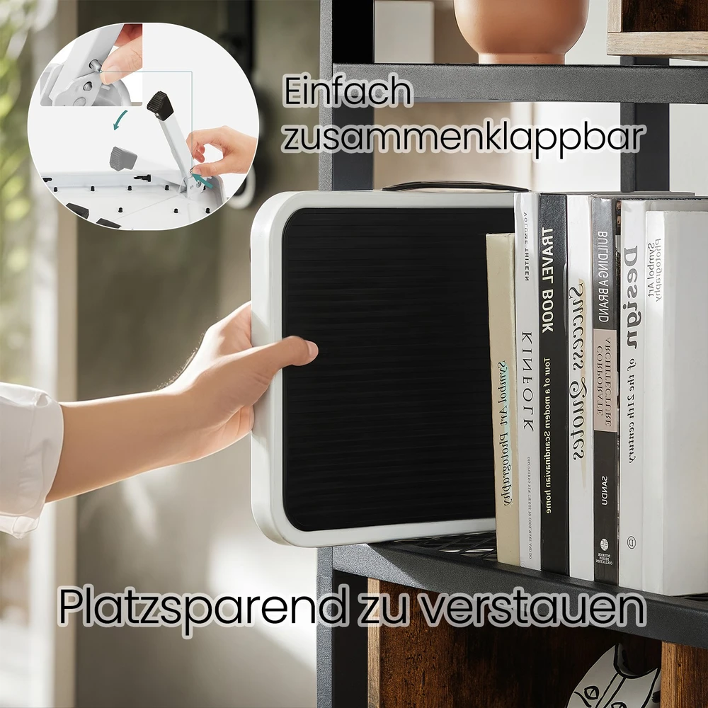 Songmics Sulankstomas vienpakopis laiptelis iš plieno, baltas, iki 150 kg, 32 x 44 x 17,5 cm