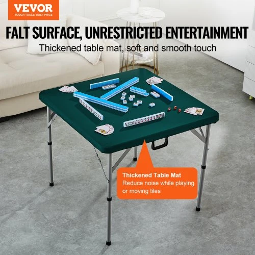 VEVOR Sulankstomas žaidimų stalas SN-F86, 4 žaidėjams, žalias / baltas, 86 x 86 cm