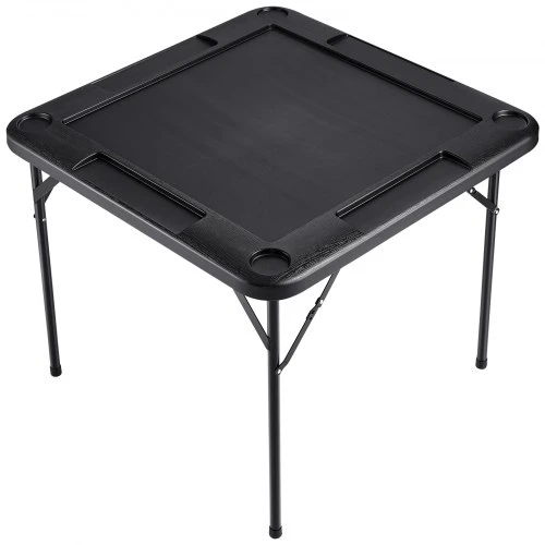 VEVOR Sulankstomas žaidimų stalas SN-90, 4 žaidėjams, su 4 puodelių laikikliais ir 4 žetonų dėklais, 90 x 90 cm, juodas