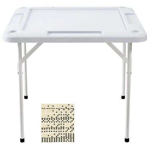 VEVOR Sulankstomas žaidimų stalas SN-90, 4 žaidėjams, su 4 puodelių laikikliais ir 4 žetonų dėklais, baltas, 90 x 90 cm