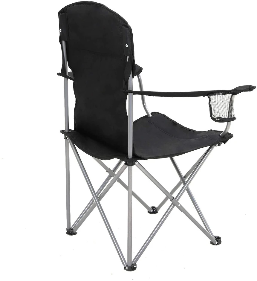 Koduva Sulankstomos stovyklavimo kėdės, 2 vnt., juodos, 76 x 51,5 x 95,5 cm, su butelio laikikliu