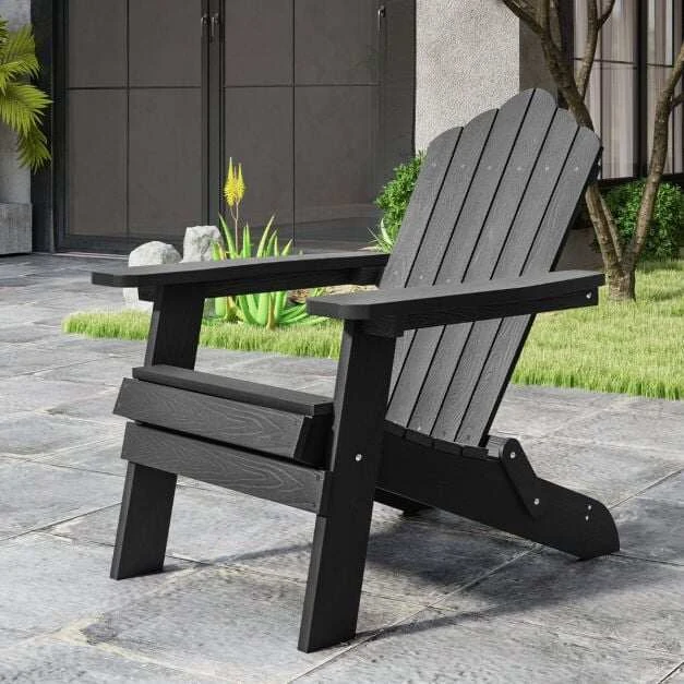 Promotion Sulankstomų Adirondack lauko kėdžių komplektas, 2 vnt., HIPS plastikas, juoda, 88 x 77 x 95 cm