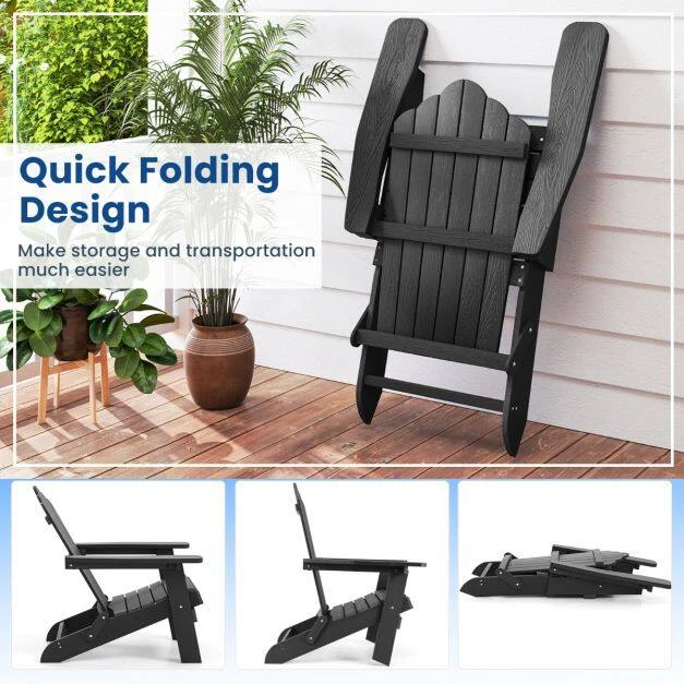 Promotion Sulankstomų Adirondack lauko kėdžių komplektas, 2 vnt., HIPS plastikas, juoda, 88 x 77 x 95 cm