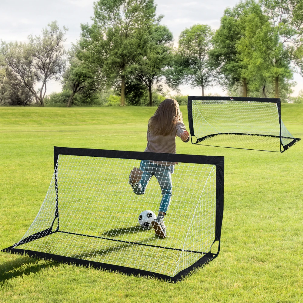 Aosom Sulankstomų futbolo vartų 2 vnt. rinkinys, 183 x 90 x 90 cm, juodas