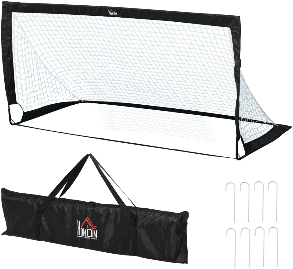 Aosom Sulankstomų futbolo vartų 2 vnt. rinkinys, 183 x 90 x 90 cm, juodas