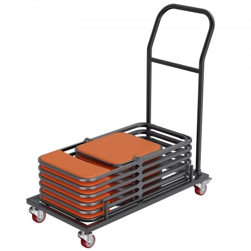 Koduva Sulankstomų kėdžių vežimėlis VEVOR LD-CT2102, juodas, 12 kėdžių, 100 x 51 x 109 cm