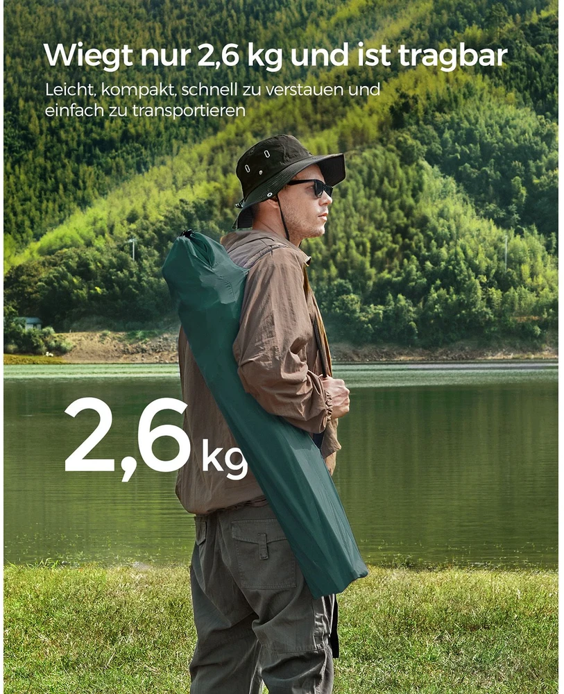 Koduva Sulankstomų stovyklavimo kėdžių komplektas, 2 vnt., su gėrimų laikikliu, tamsiai žalias, plienas
