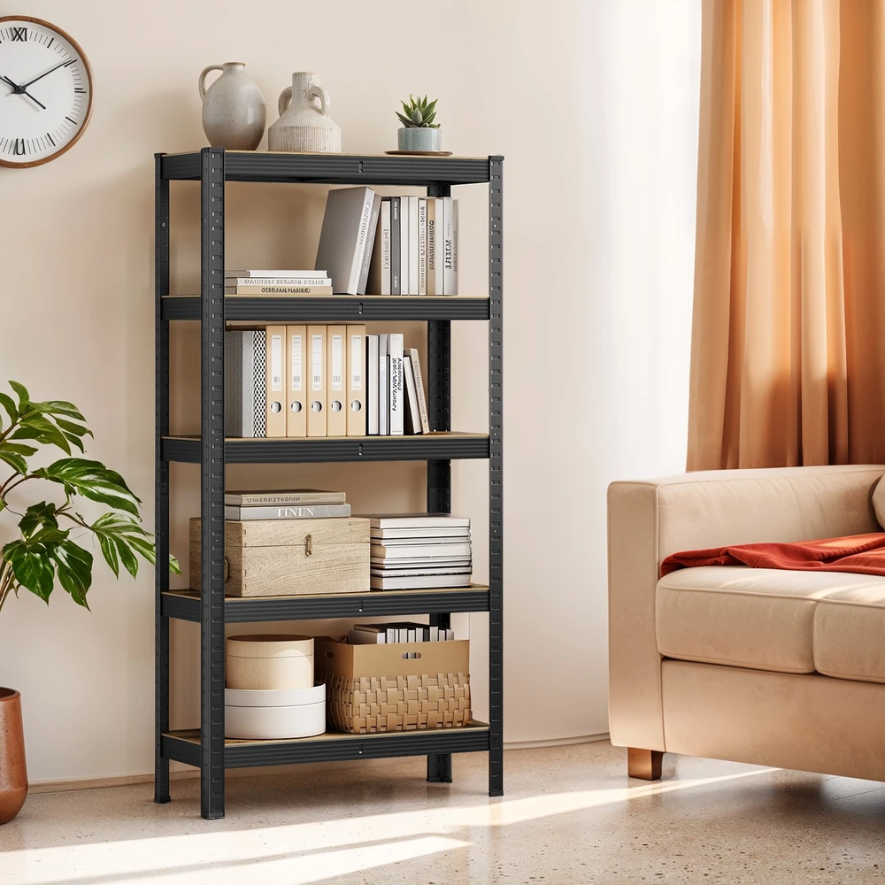 Koduva Sunkių daiktų lentyna, 30 x 75 x 150 cm, plienas ir MDF, 5 reguliuojamos lentynos, 650 kg