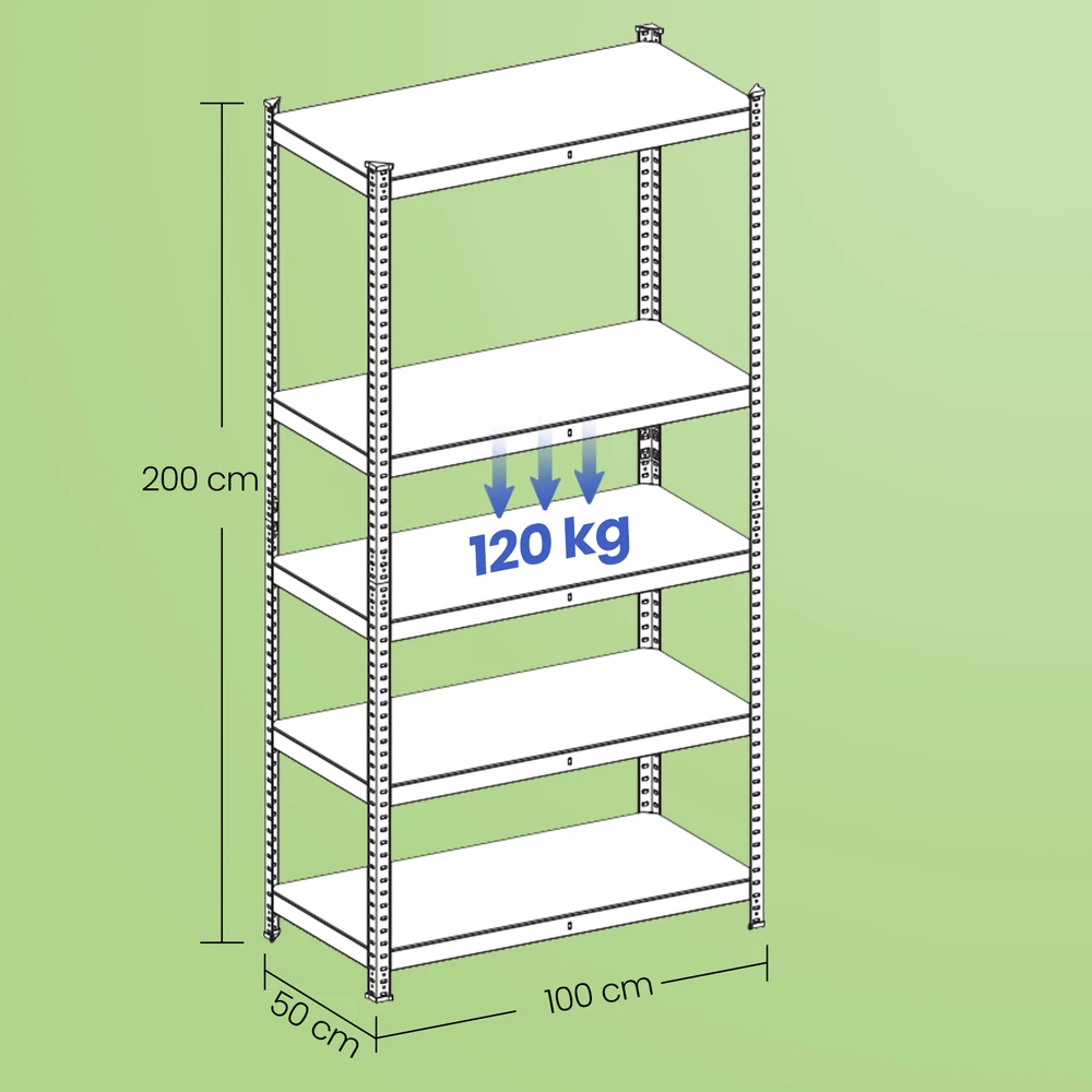 Koduva Sunkiųjų daiktų lentynų komplektas, 2 vnt., 50 x 100 x 200 cm, plienas ir MDF, pilkai juodas