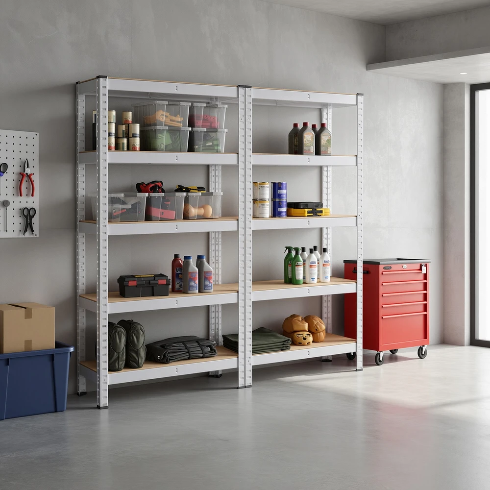 Koduva Sunkiųjų daiktų stelažas, 2 vnt., 75 x 30 x 150 cm, plienas ir MDF, sidabrinės spalvos