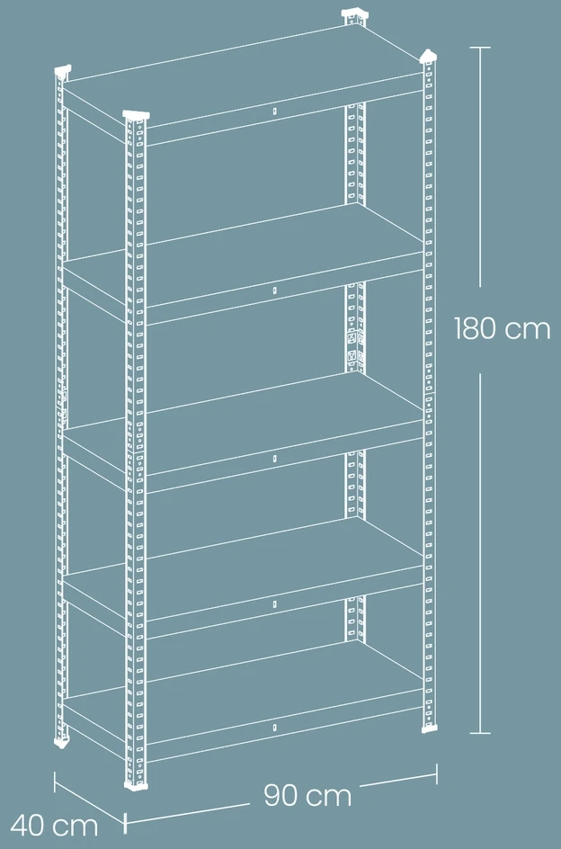 Koduva Sunkiųjų daiktų stelažų rinkinys, 2 vnt., plieno, 40 x 90 x 180 cm, 5 reguliuojamos lentynos, sidabrinis