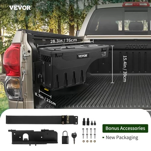 VEVOR Sunkvežimio kėbulo daiktadėžė, juoda, 25 l, Toyota Tundra 2007-2021, kairė vairuotojo pusė