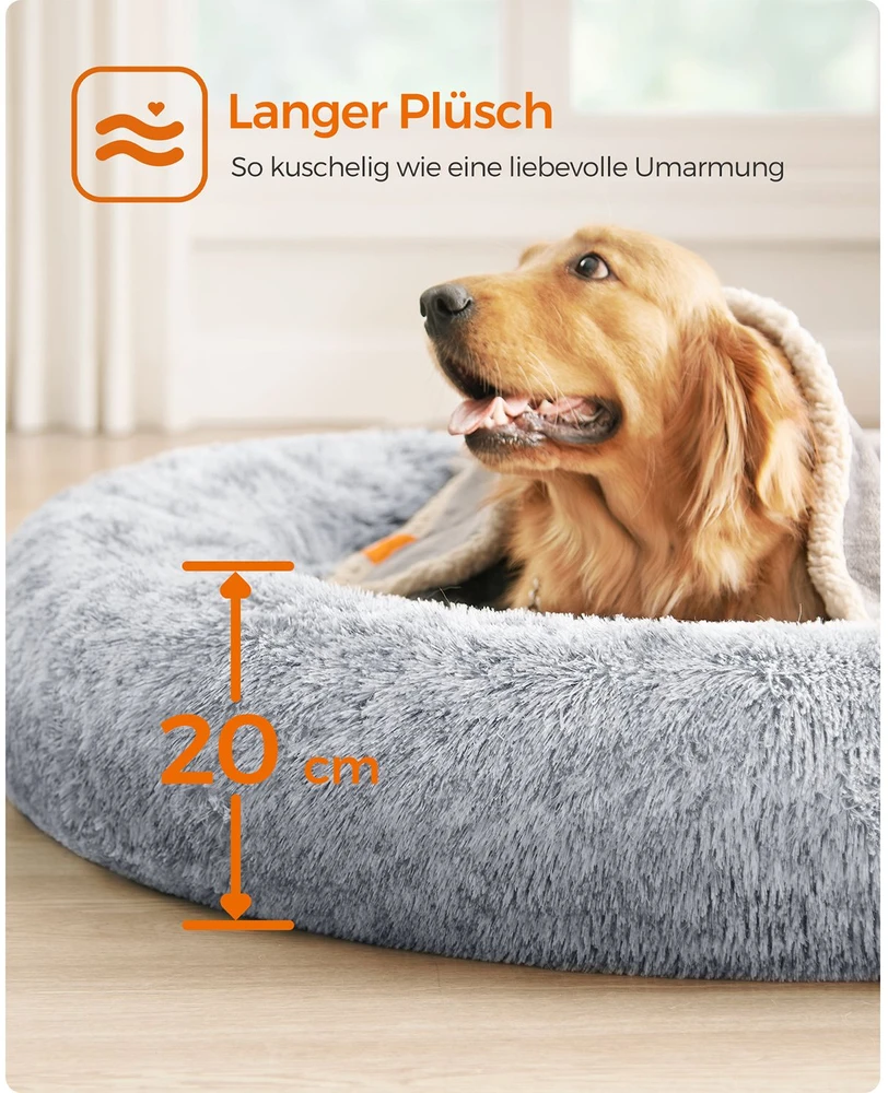 Songmics Šuns guolis, šviesiai pilkas, pliušas su PP užpildu, 120 x 20 cm