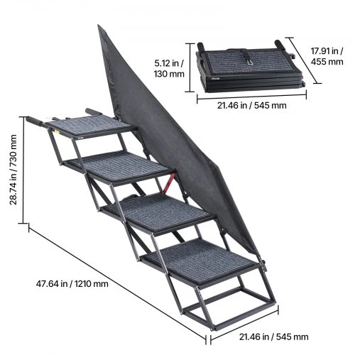 VEVOR Šuns laiptai automobiliui, 4 pakopų, 56 x 17 x 50 cm, iki 181 kg