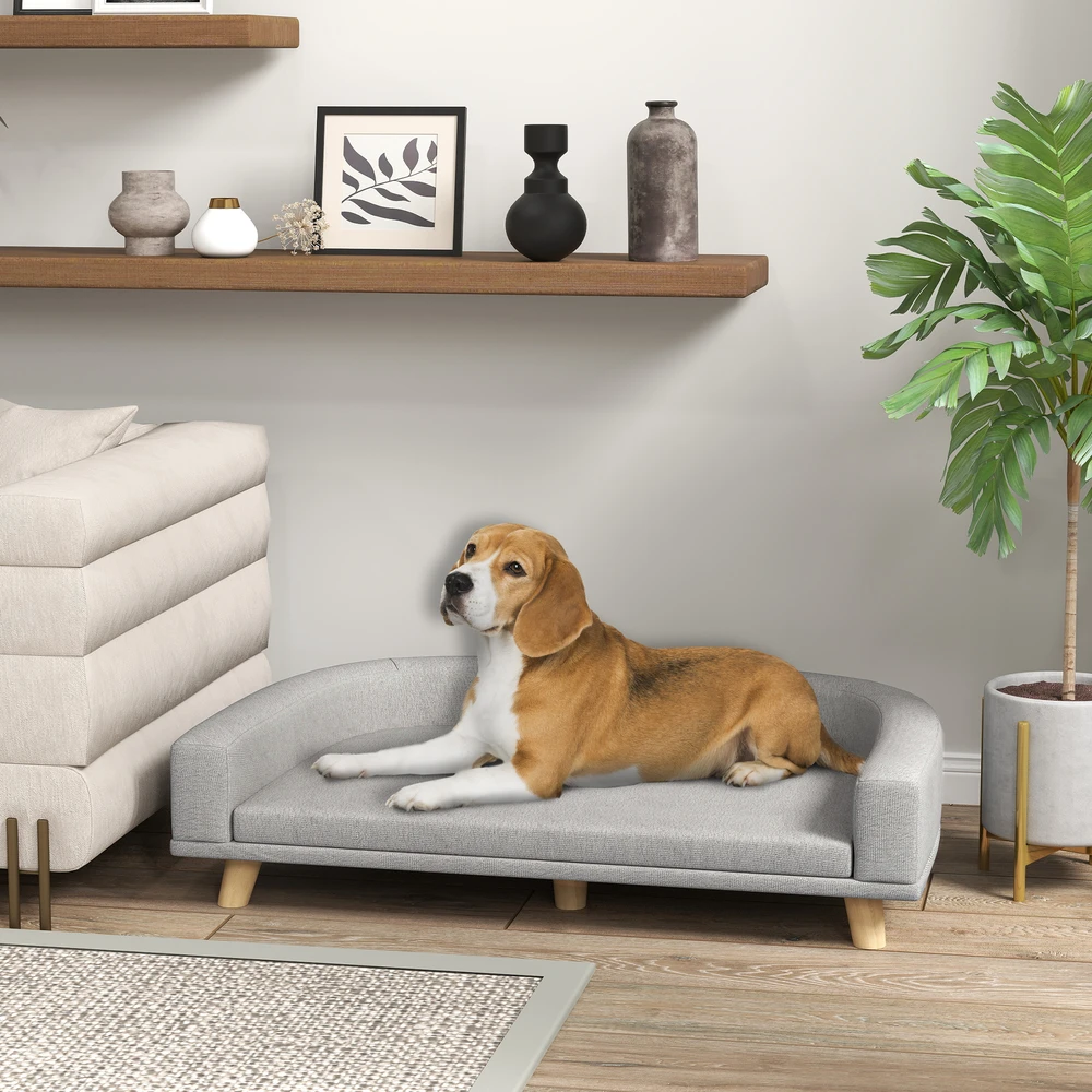 Aosom Šuns sofa dideliems šunims iki 30 kg, pilka, 98 x 67 x 25 cm