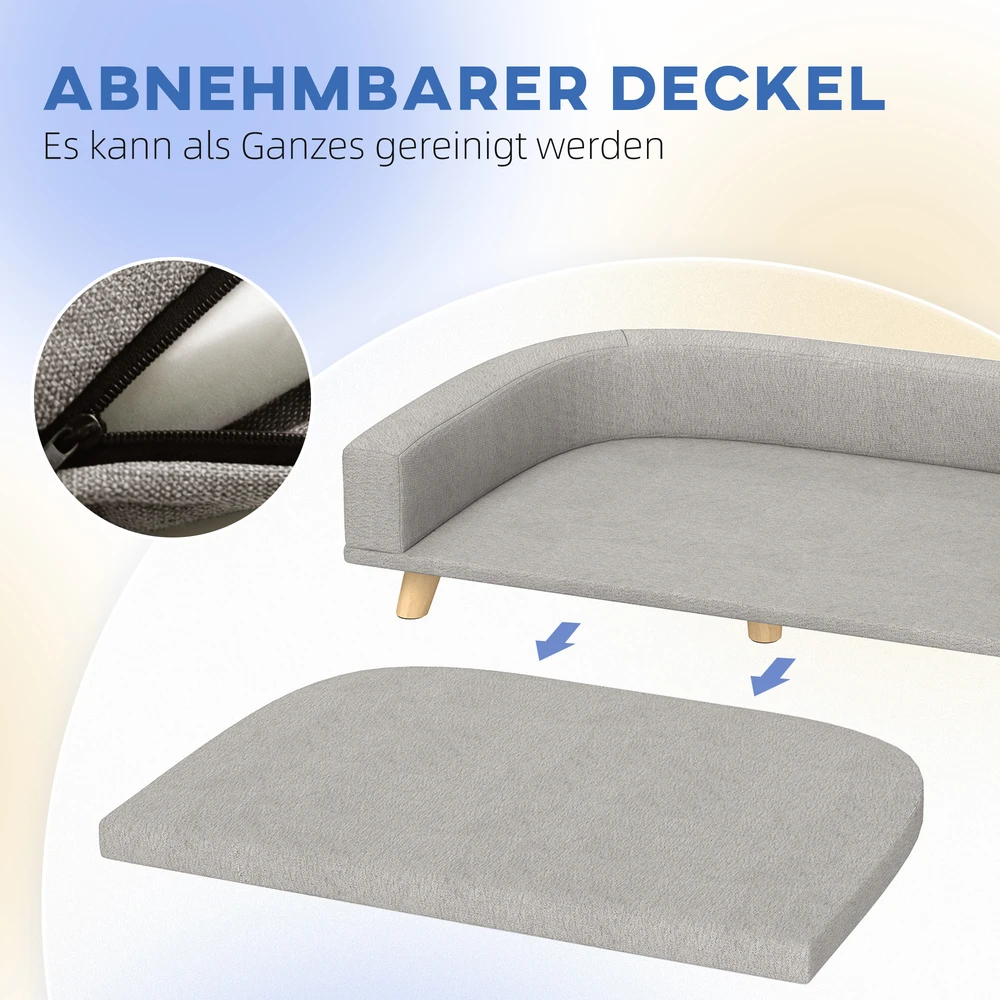 Aosom Šuns sofa dideliems šunims iki 30 kg, pilka, 98 x 67 x 25 cm