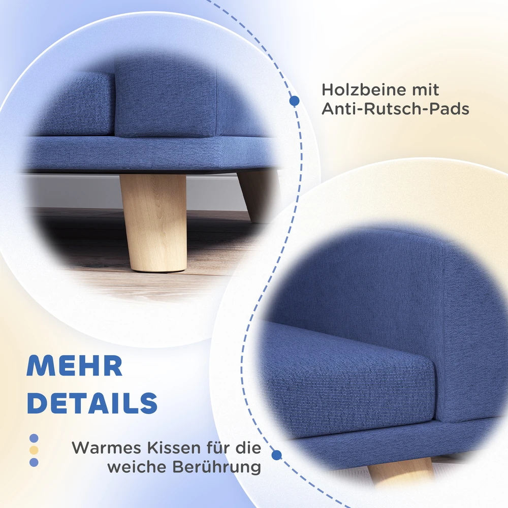 Aosom Šuns sofa lova, eukalipto mediena, mėlyna, 98 x 67 x 25 cm