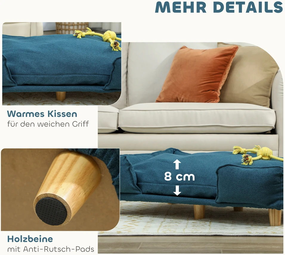 Aosom Šuns sofa-lova, tamsiai mėlyna, 96 x 66 x 24 cm