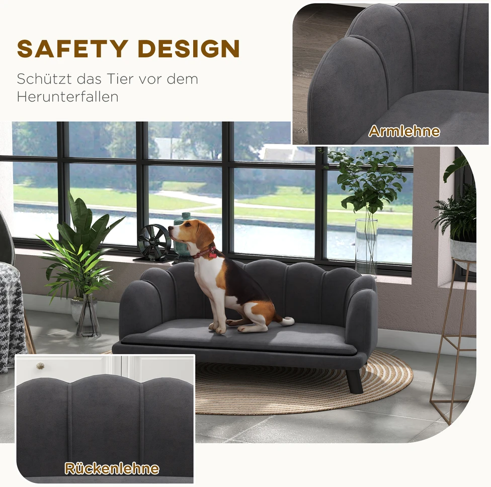 Aosom Šuns sofa, tamsiai pilka, 98,5 x 60,5 x 35,5 cm, iki 25 kg
