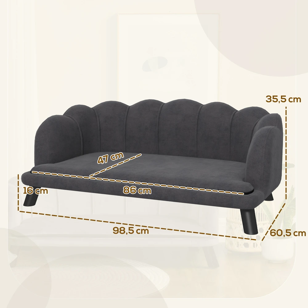 Aosom Šuns sofa, tamsiai pilka, 98,5 x 60,5 x 35,5 cm, iki 25 kg