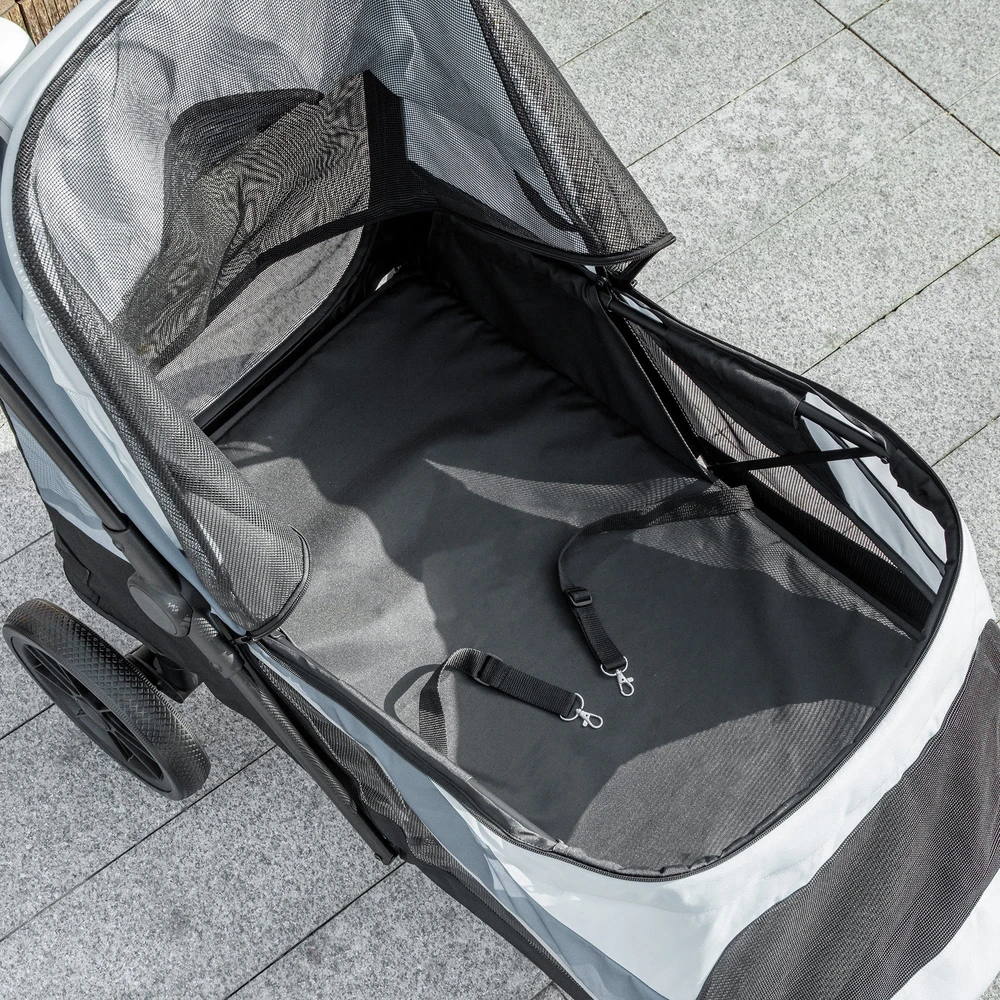 Aosom Šuns vežimėlis, sulankstomas šunų vežimėlis vidutinio dydžio šunims, pilkas, iki 25 kg