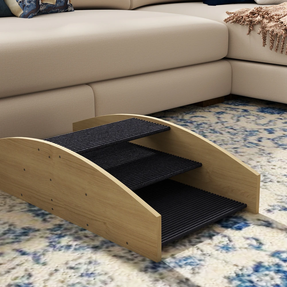 Aosom Šunų agility rampa 2-in-1, supynė ir laipteliai, neslystanti, eglės mediena, 80 x 39,5 cm