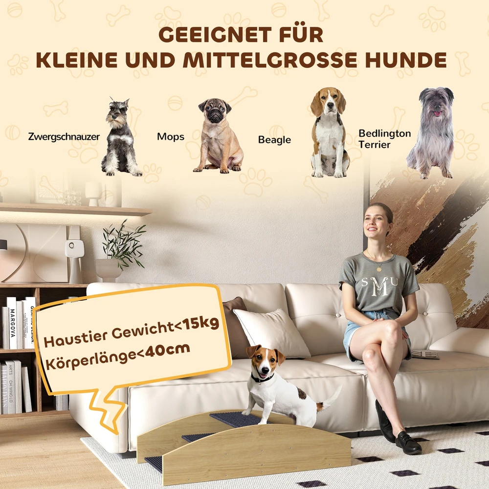 Aosom Šunų agility rampa 2-in-1, supynė ir laipteliai, neslystanti, eglės mediena, 80 x 39,5 cm