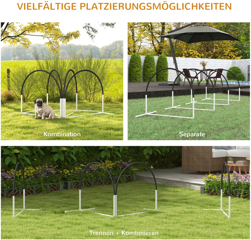 Aosom Šunų agility rinkinys, 4 dalių, 89 x 69 x 99 cm, balta + juoda
