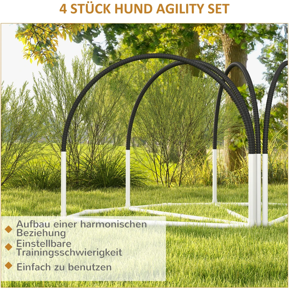Aosom Šunų agility rinkinys, 4 dalių, 89 x 69 x 99 cm, balta + juoda