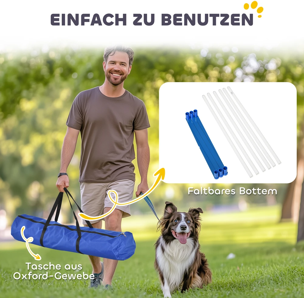 Aosom Šunų agility rinkinys, 6 dalių, sulankstomas, mėlyna ir balta, 305 x 60 x 94 cm