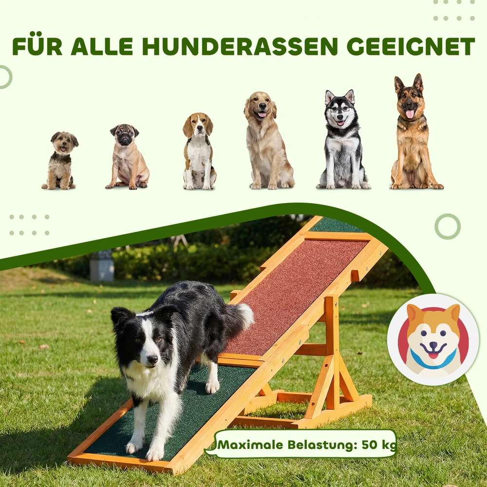 Aosom Šunų agility supynė, neslystantis paviršius, iki 30 kg, 180 x 30 x 30 cm