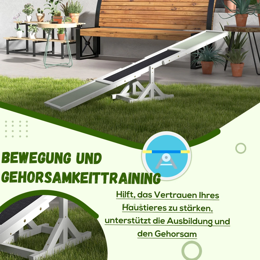 Aosom Šunų agility supynės, baltos, 180 x 30 x 30 cm, iki 30 kg