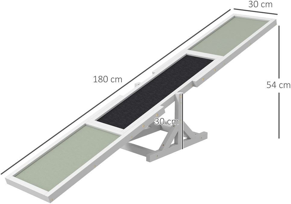 Aosom Šunų agility supynės, baltos, 180 x 30 x 30 cm, iki 30 kg