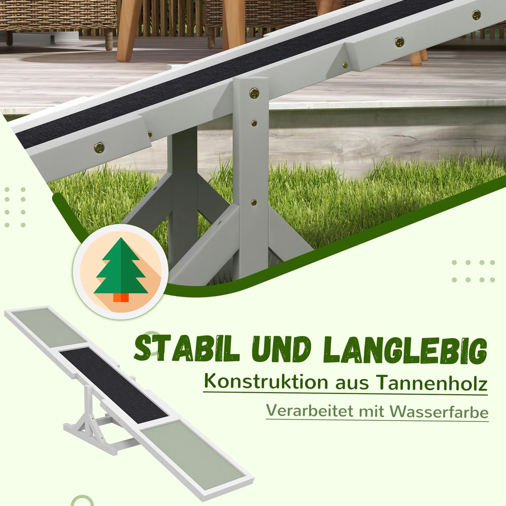 Aosom Šunų agility supynės, baltos, 180 x 30 x 30 cm, iki 30 kg