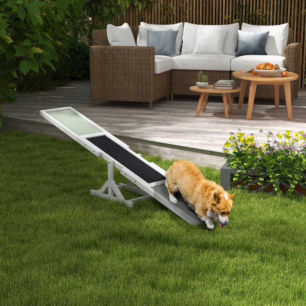 Aosom Šunų agility supynės, baltos, 180 x 30 x 30 cm, iki 30 kg