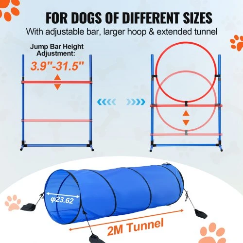 VEVOR Šunų agility treniruočių rinkinys, 5 dalių, PVC