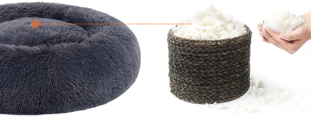 Songmics Šunų guolis, tamsiai pilkas, pliušas, Ø 70 x 20 cm, minkštai paminkštintas