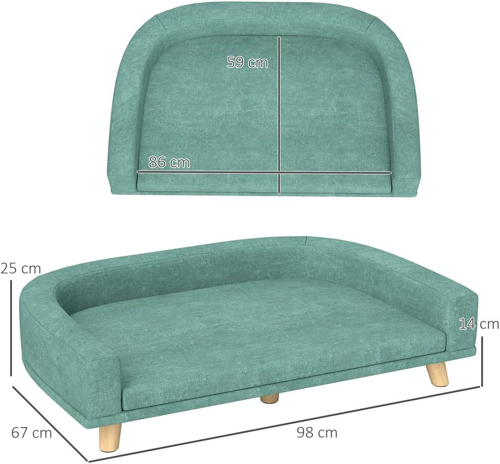 Aosom Šunų sofa-lova, žalia, 98 x 67 x 25 cm