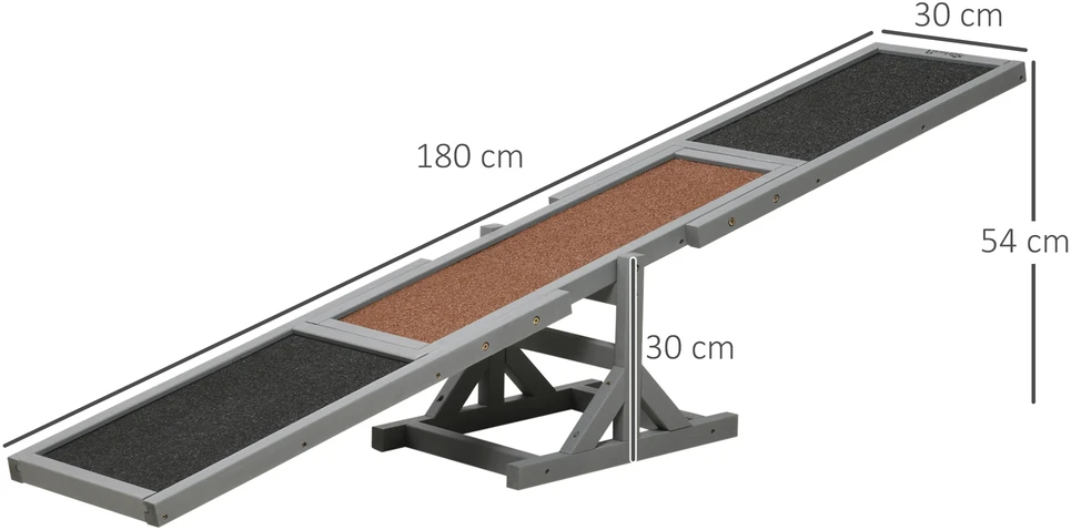 Aosom Šunų supynė Agility-Aqulity-Wippe, 180 x 30 x 30 cm, pilka + ruda