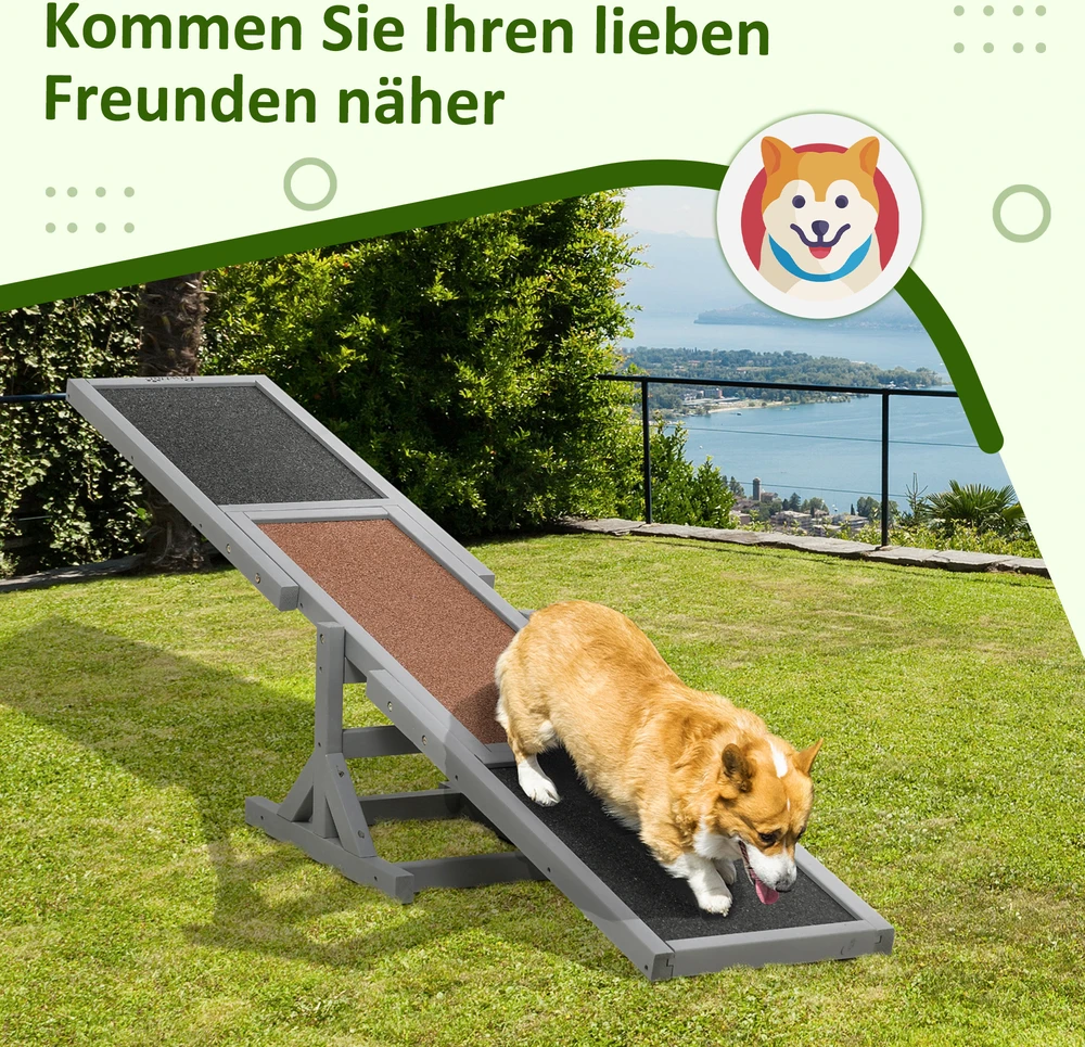 Aosom Šunų supynė Agility-Aqulity-Wippe, 180 x 30 x 30 cm, pilka + ruda
